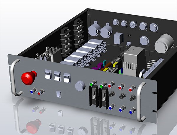 A 3D model rendering of a PDU.