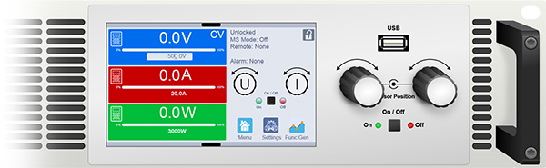 A photo closeup of Marway's mPower 311 dc programmable dc power supply control panel.