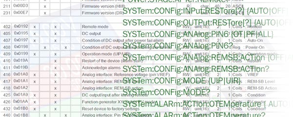 An artistic illustration of programming reference materials and command codes for Marway's DC programmable power supplies.