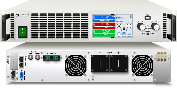 Front and back of a 2U mPower 311 series of autoranging programmable dc power supplies.