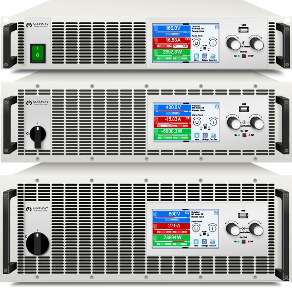 A photo of Marway mPower DC regenerative bidirectional power supplies Series 411 sizes available up to 30 kW.