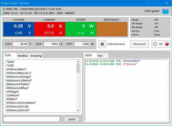 A screen capture of the EA Power Control terminal window.