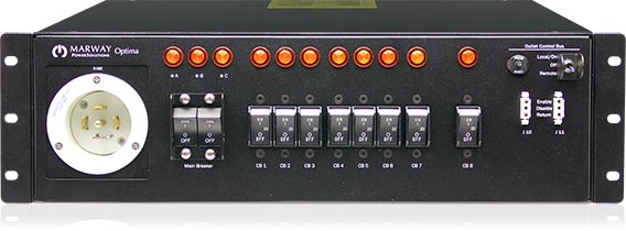 Marway's Optima 533 non-networked three-phase PDU front panel.