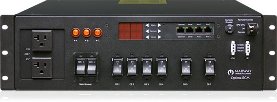 Marway's Optima 833 intelligent three-phase PDU front panel.