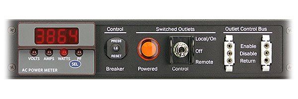 A cropped photo of the Optima 520 1U industrial PDU control panel.