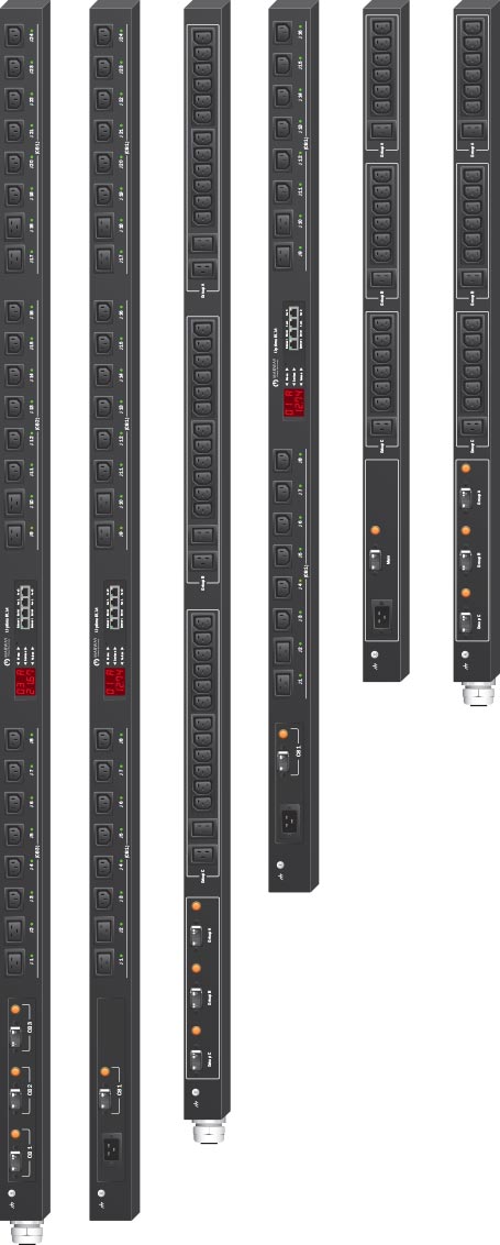 Marway  30-amp PDUs in various vertical 0U basic and smart configurations.