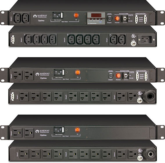 Product examples from the line of Optima 520 standard industrial PDUs.