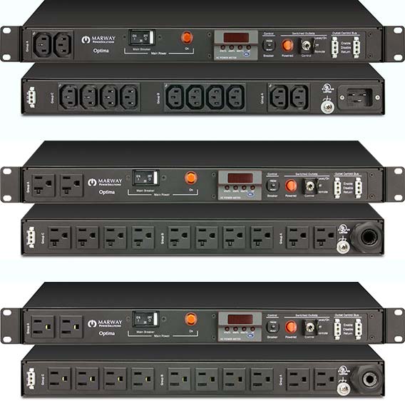 Product examples from the line of Optima 520 standard industrial PDUs.