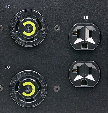A closeup of the Optima 532 industrial PDU outlet groups.