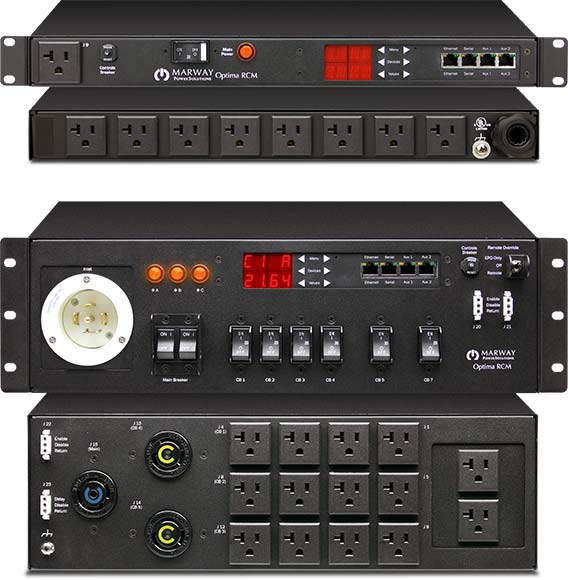 Photos of an Optima 820 and 833 Series smart PDU from Marway.