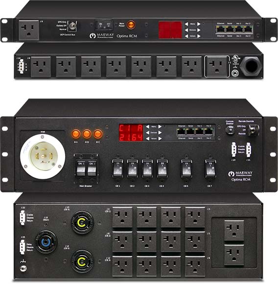 Photos of an Optima 820 and 833 Series smart PDU from Marway.