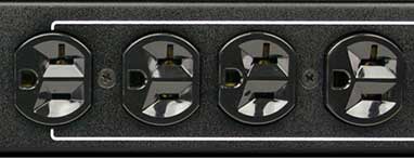 A closeup photo of NEMA 5-20 outlets.