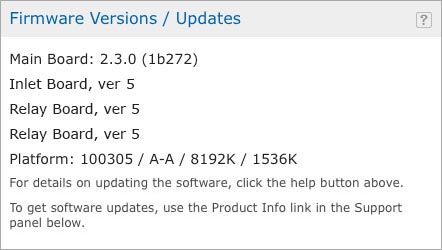 A fragment of the web interface System page showing the firmware versions of the RCM main board and other hardware.