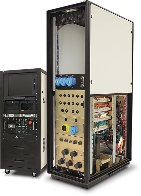 Examples of Marway's PowerPlus custom power-integrated rack projects.