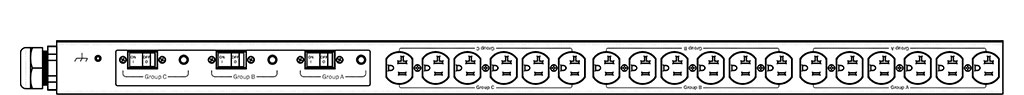 Product layout of front and back panels for Marway's MPD-529016-000 Optima PDU.