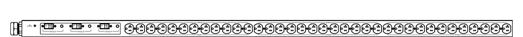 Product layout of front and back panels for Marway's MPD-539004-000 Optima PDU.