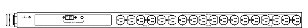 Product layout of front and back panels for Marway's MPD-529013-000 Optima PDU.