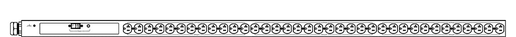 Product layout of front and back panels for Marway's MPD-529007-000 Optima PDU.